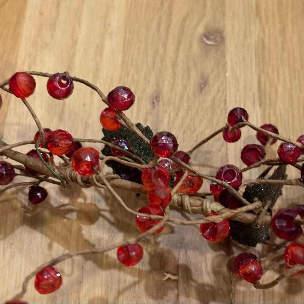 Vintage Berry Glass Bead Garland 5'